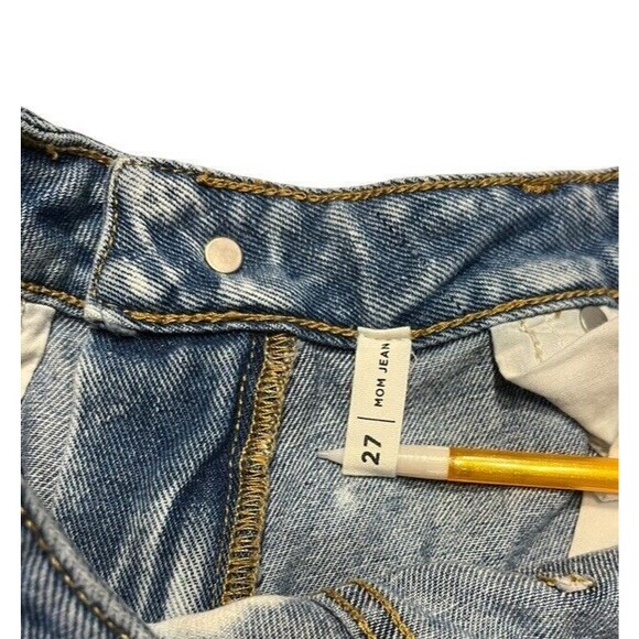 Pacsun Women's Mom Jeans Size 27 Bleach Splatter Design Denim High Rise Raw Hem - Picture 2 of 9